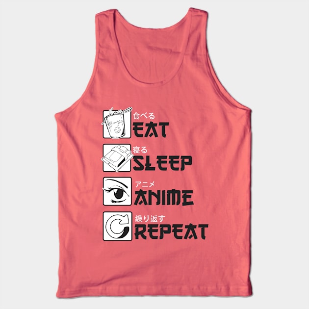 Funny Cute Kawaii Japanese Manga Lover, Eat Sleep Anime Repeat Tank Top by hugandmug